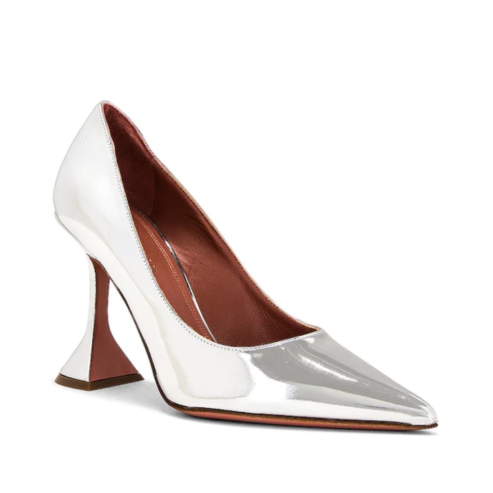 Amina Muaddi silver Ami mirror pump